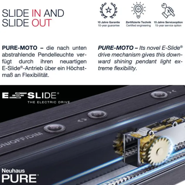 Neuhaus PURE® LED Pendelleuchte PURE Moto e-SLIDE® diamond (alu)