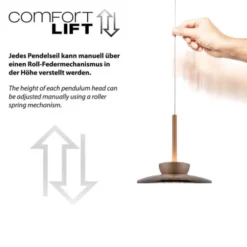 Neuhaus PURE® LED Pendelleuchte PURE Moon, bronce, 3-flammig, Lift, dimmbar