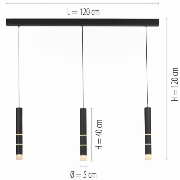 Neuhaus PURE® LED Pendelleuchte PURE Vega, schwarz, 3-flammig, mit Lichtmodi