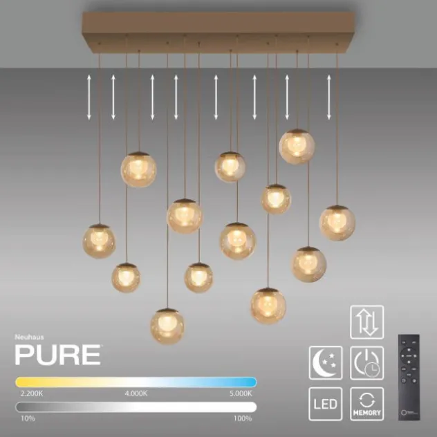 Neuhaus PURE® LED Pendelleuchte PURE Popup, bronce, 13-flammig