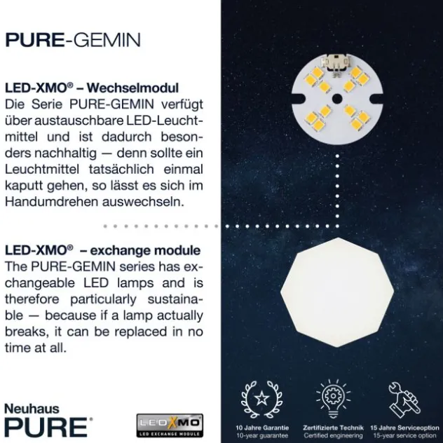 Neuhaus PURE® LED Pendelleuchte PURE Gemin, aluminium gebürstet, 10-flammig