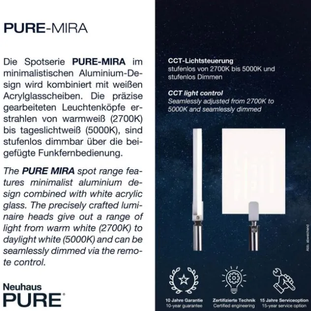 Neuhaus PURE® LED Wandleuchte PURE Mira black pearl 1 flammig drehbar dimmbar