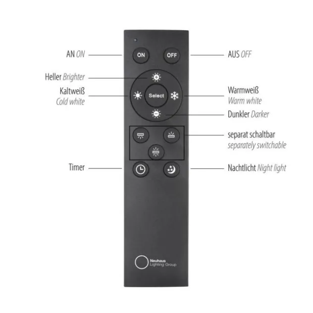 Paul Neuhaus LED Pendelleuchte Q-STRETTO, schwarz, mit Fernbedienung