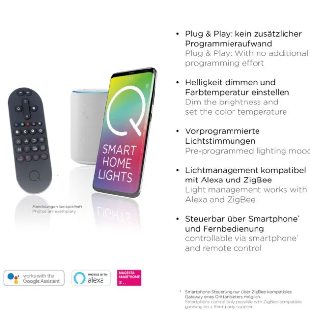 Paul Neuhaus LED Wand-Deckenleuchte Q-AKUSTIK Holz-natur Smarthome