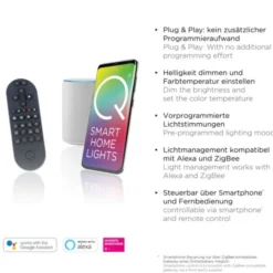 Paul Neuhaus, Q-VITO, LED-Deckenlampe, Ø 79cm, stahlfarben, rund, Smart Home