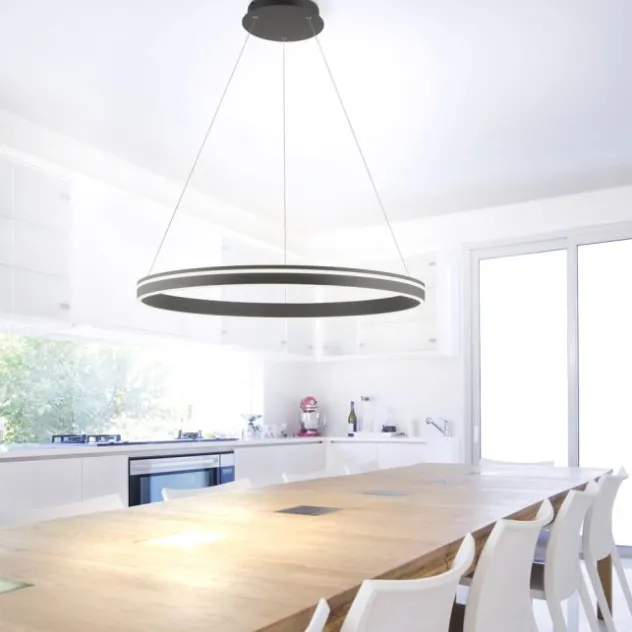 Paul Neuhaus, Q-VITO, LED-Pendellleuchte, anthrazit, Ø 79 cm, Smart Home