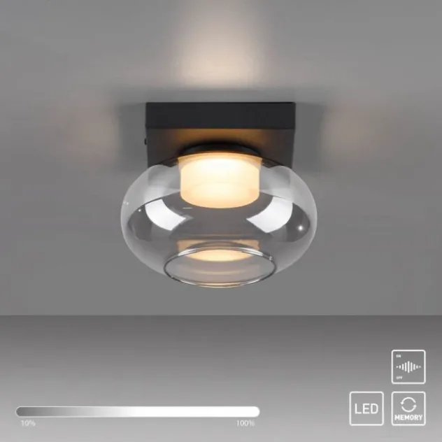 Schöner Wohnen-Kollektion Deckenleuchte SIA schwarz, Rauchglas, dimmbar, Memory
