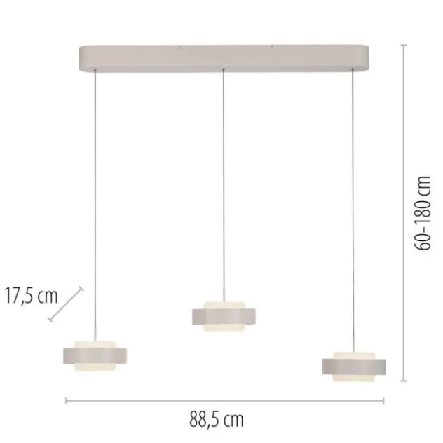 Schöner Wohnen-Kollektion 3fl. LED Pendelleuchte ELMO sandbrise