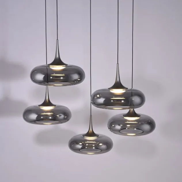 Schöner Wohnen-Kollektion LED Pendelleuchte POSH, grau, 5-flammig, dimmbar