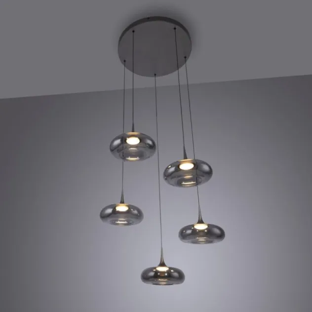 Schöner Wohnen-Kollektion LED Pendelleuchte POSH, grau, 5-flammig, dimmbar