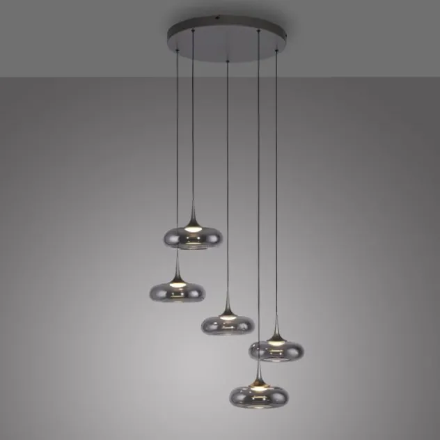 Schöner Wohnen-Kollektion LED Pendelleuchte POSH, grau, 5-flammig, dimmbar