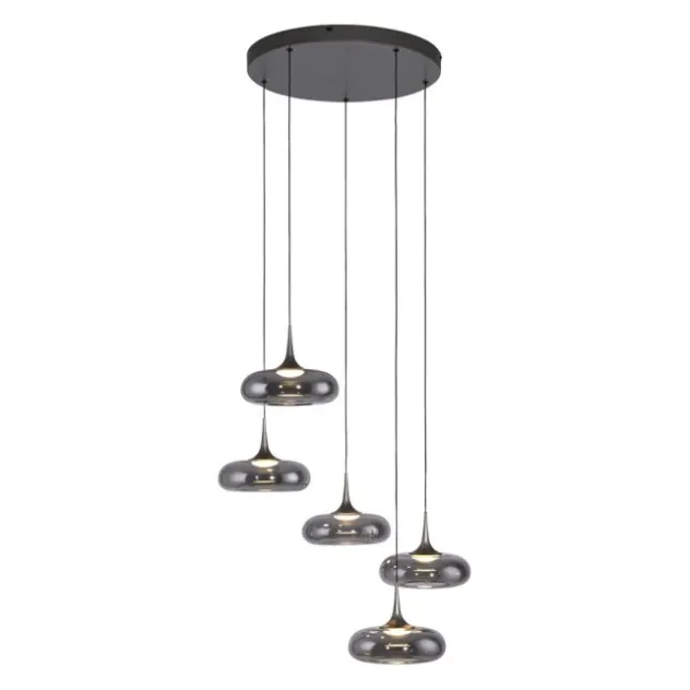 Schöner Wohnen-Kollektion LED Pendelleuchte POSH, grau, 5-flammig, dimmbar