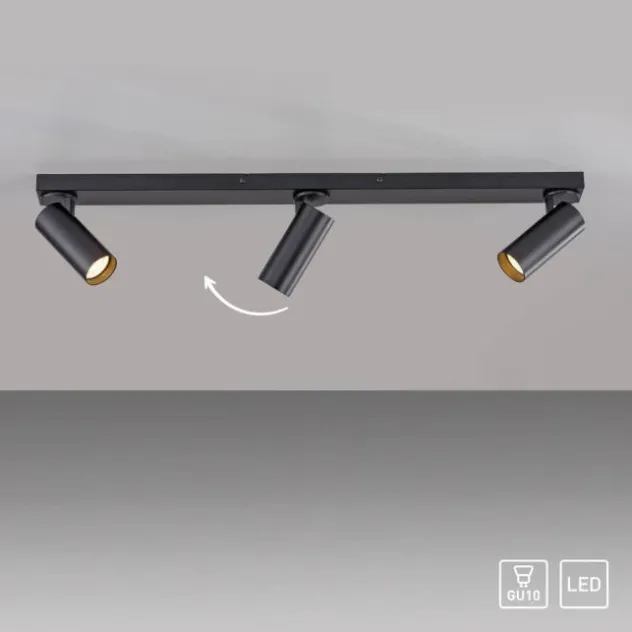 Schöner Wohnen-Kollektion LED Deckenleuchte RIK, schwarz, 3-flammig, drehbar