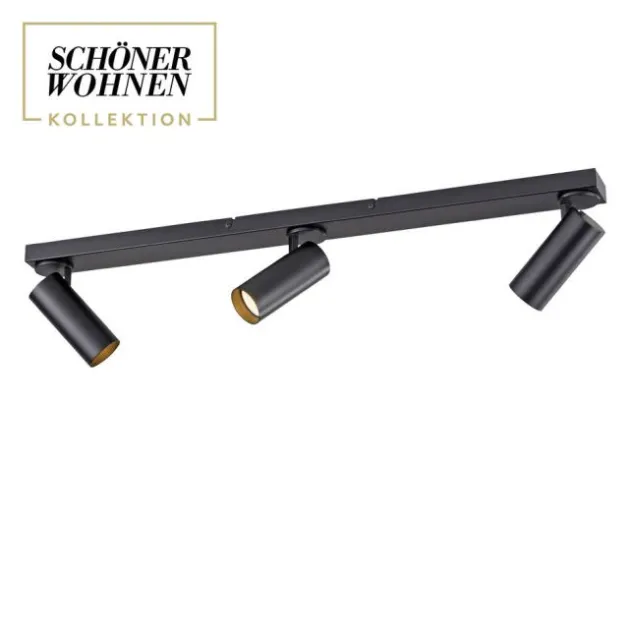 Schöner Wohnen-Kollektion LED Deckenleuchte RIK, schwarz, 3-flammig, drehbar