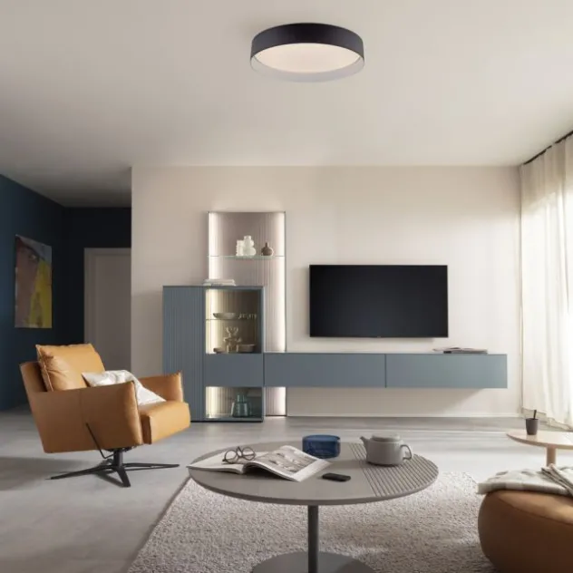 Schöner Wohnen-Kollektion LED Deckenleuchte TAVOLI, schwarz, rund D=39cm, dimmbar , Fernbedienung