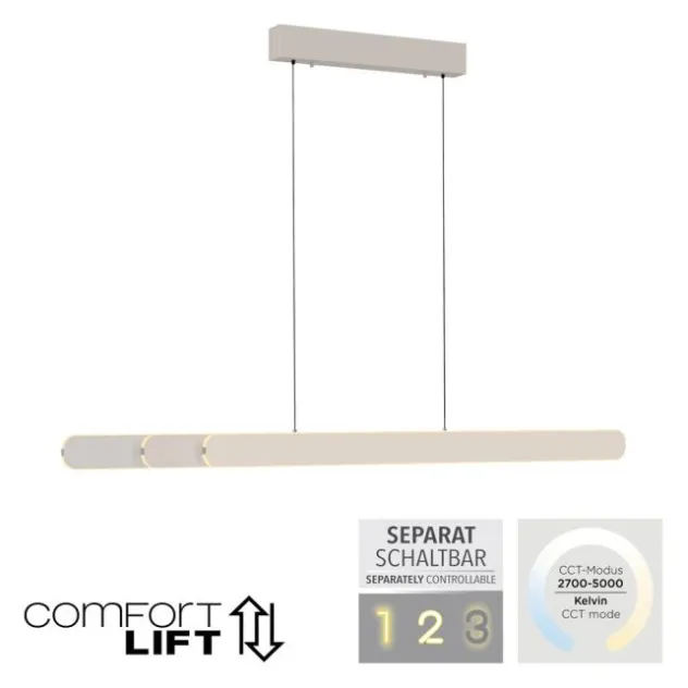 Schöner Wohnen-Kollektion LED Pendelleuchte ADRIANA, sandfarben, dimmbar