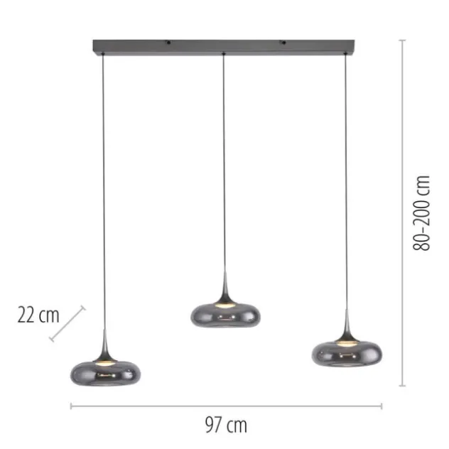 Schöner Wohnen-Kollektion LED Pendelleuchte POSH, grau, dimmbar, Comfort Lift