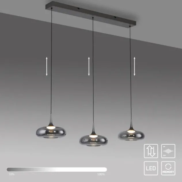 Schöner Wohnen-Kollektion LED Pendelleuchte POSH, grau, dimmbar, Comfort Lift