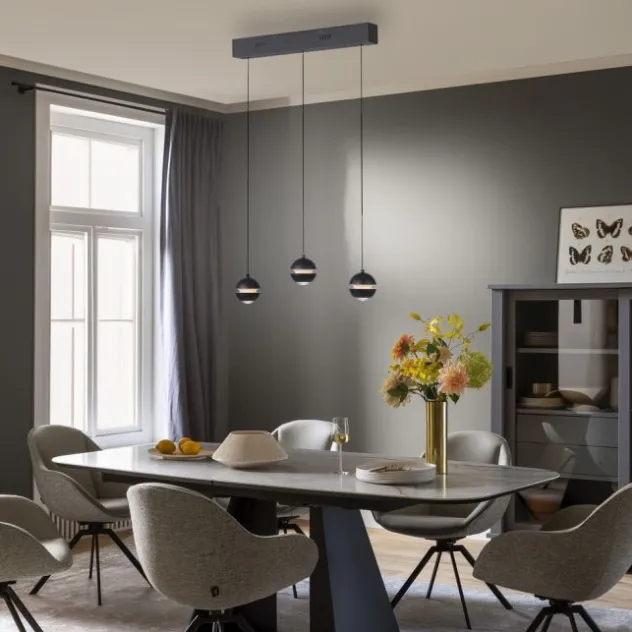 Schöner Wohnen-Kollektion LED Pendellechte, schwarz, 3-flammig, Lift