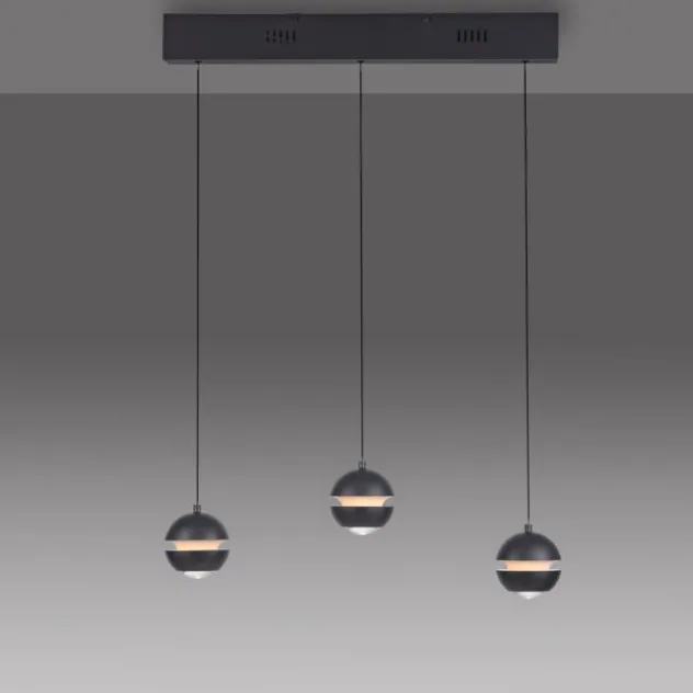 Schöner Wohnen-Kollektion LED Pendellechte, schwarz, 3-flammig, Lift
