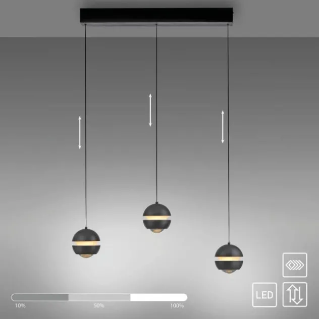 Schöner Wohnen-Kollektion LED Pendellechte, schwarz, 3-flammig, Lift