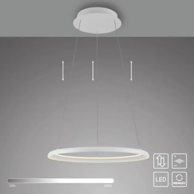 Schöner Wohnen-Kollektion LED Pendelleuchte QUILLO, weiss, rund, dimmbar, Lift
