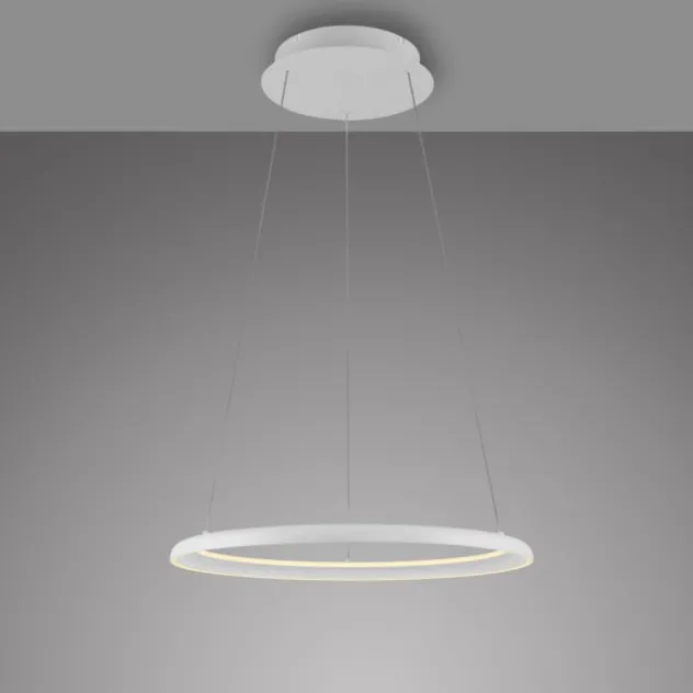 Schöner Wohnen-Kollektion LED Pendelleuchte QUILLO, weiss, rund, dimmbar, Lift