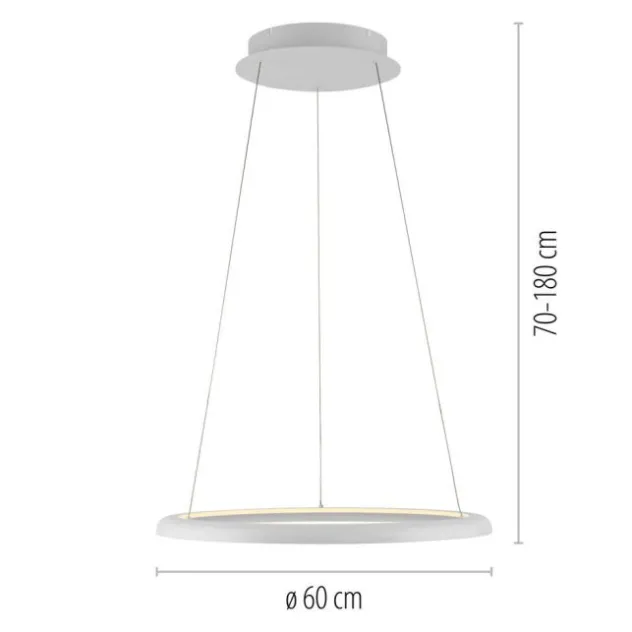 Schöner Wohnen-Kollektion LED Pendelleuchte QUILLO, weiss, rund, dimmbar, Lift