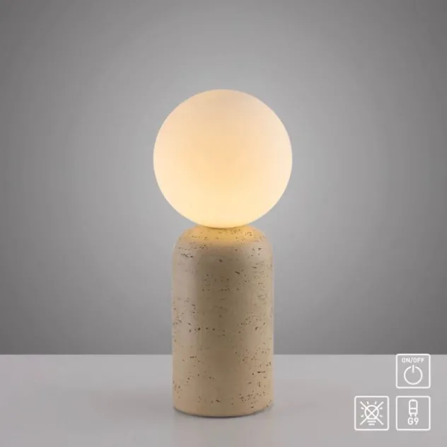 Schöner Wohnen-Kollektion Tischleuchte TRAVENTA, sandfarben, Travertin-Optik, E27 Leuchtmittel wählbar